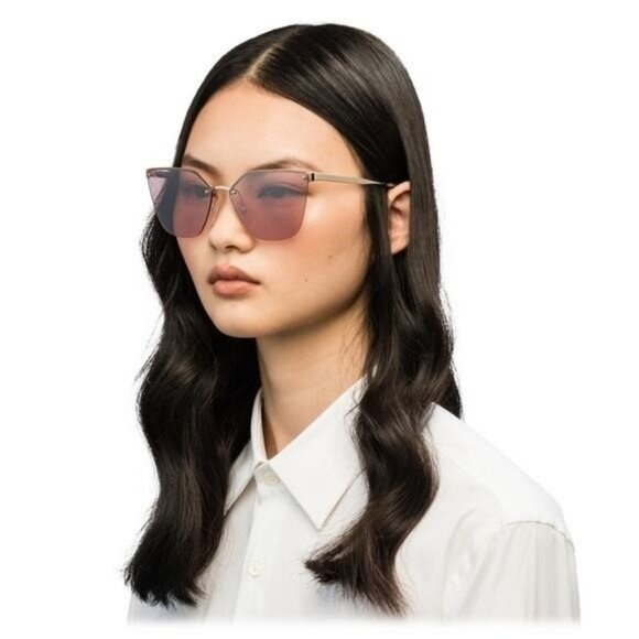 💯- New Prada Cinéma Dark Gold Irregular Cat Eye Sunglasses Cinéma Collection - Picture 1 of 13